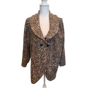 J. Jill Pure Jill Sweater XL Curved Front  Cardi Cardigan Brown Textured Paisley